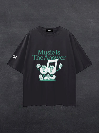 MUSIC IS THE ANSWER - FRONT PRINT (black/grey)