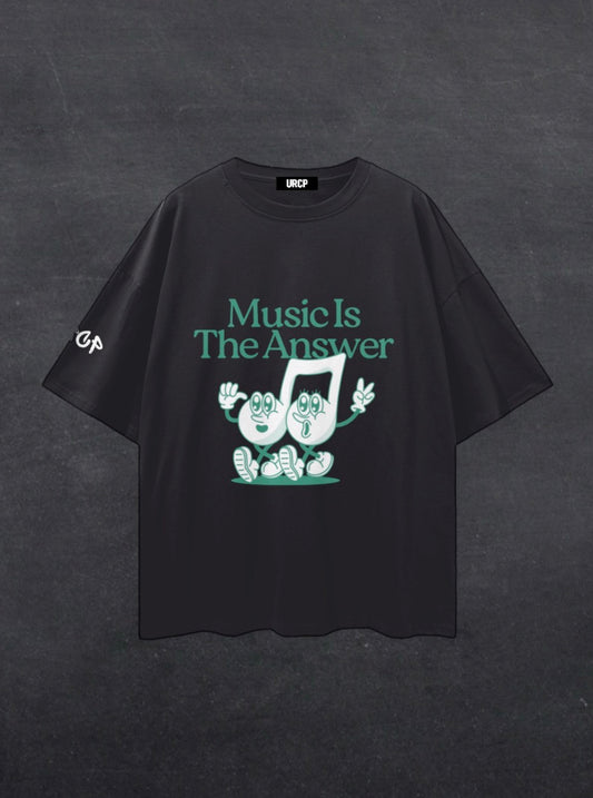 MUSIC IS THE ANSWER - FRONT PRINT (black/grey)