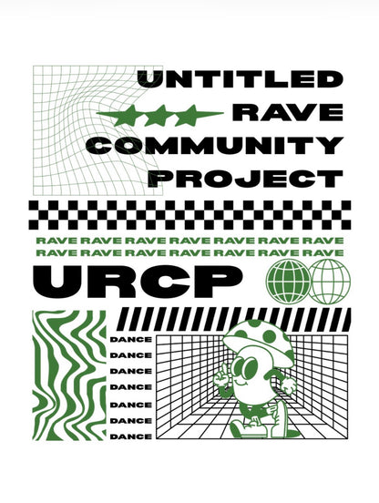 GREEN URCP POSTER CROPPED TEE - FRONT PRINT (white)