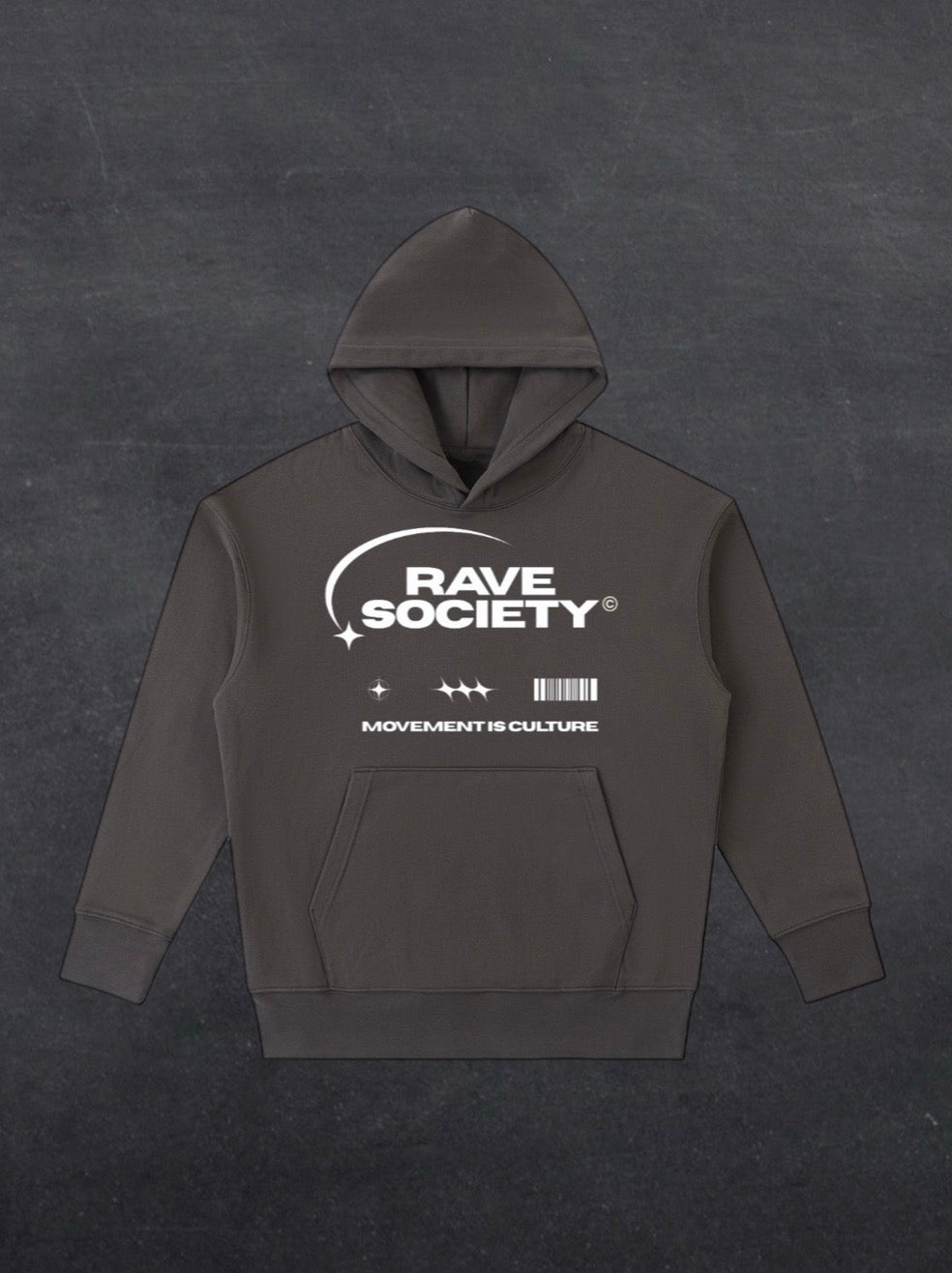 Rave Society Unisex Hoodie - FRONT PRINT (multiple colours)
