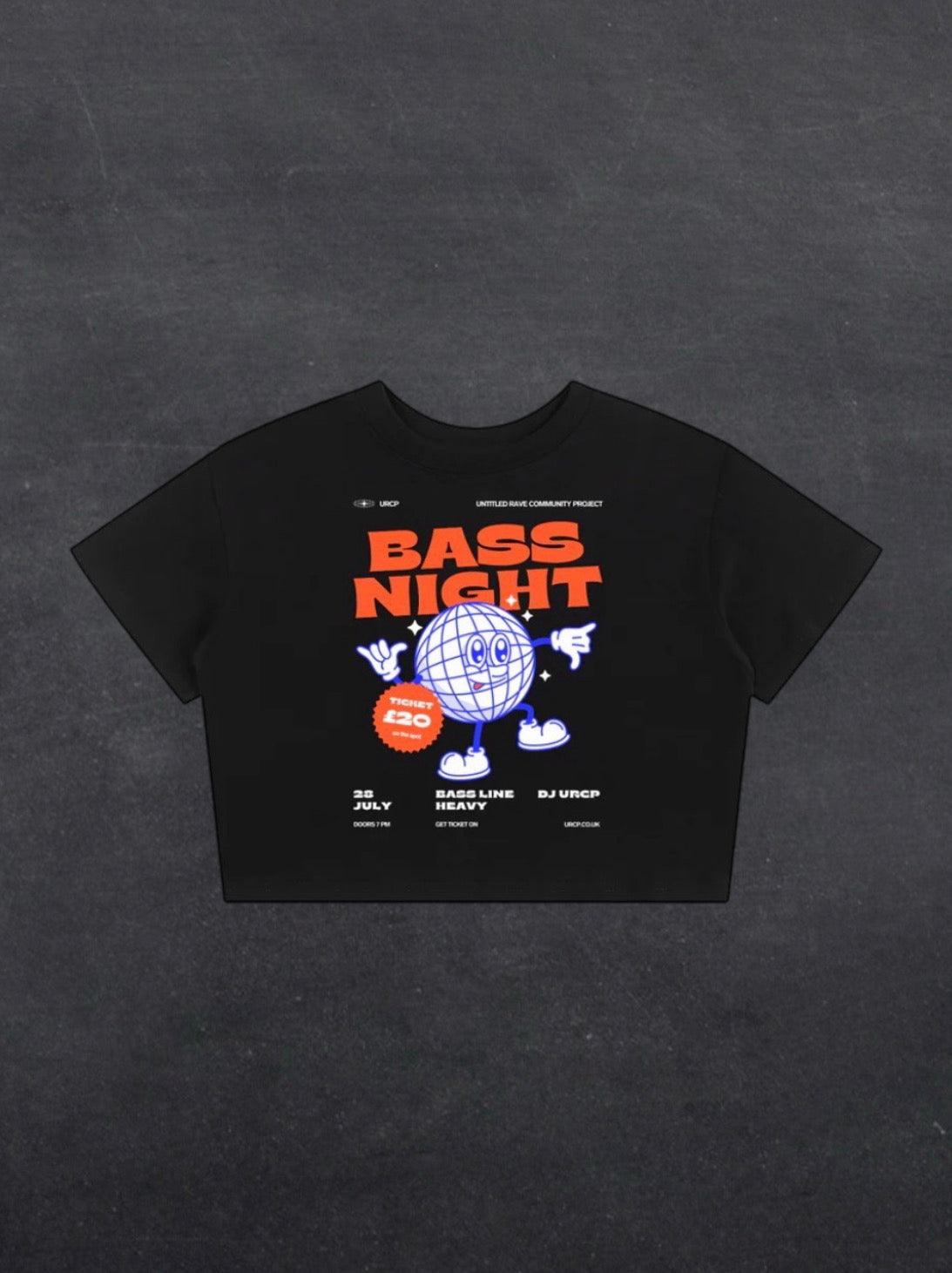 BASS NIGHT CROPPED TEE - FRONT PRINT (black)