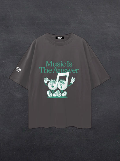 MUSIC IS THE ANSWER - FRONT PRINT (black/grey)