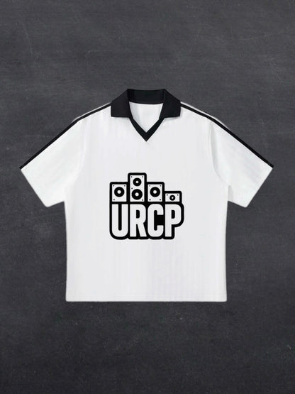 URCP LOGO UNISEX STRIPPED POLO JERSEY (white)