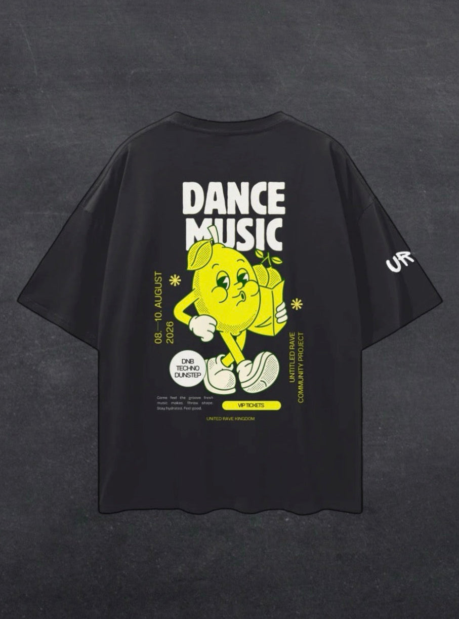 DANCE MUSIC UNISEX TEE - BACK PRINT (black/grey)