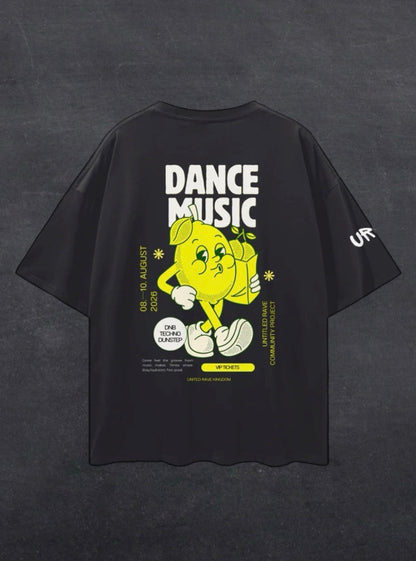 DANCE MUSIC UNISEX TEE - BACK PRINT (black/grey)