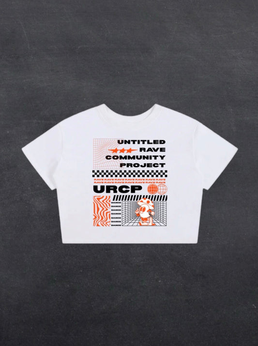 ORANGE URCP POSTER CROPPED TEE - FRONT PRINT (white)