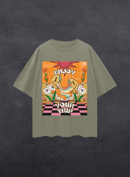 ENJOY YOUR TRIP UNISEX TEE - FRONT PRINT (multiple colours)