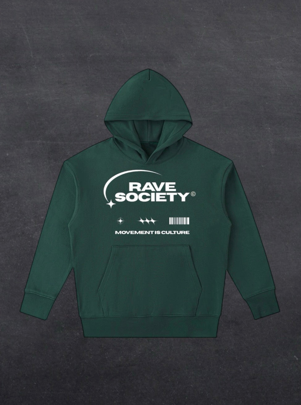 Rave Society Unisex Hoodie - FRONT PRINT (multiple colours)