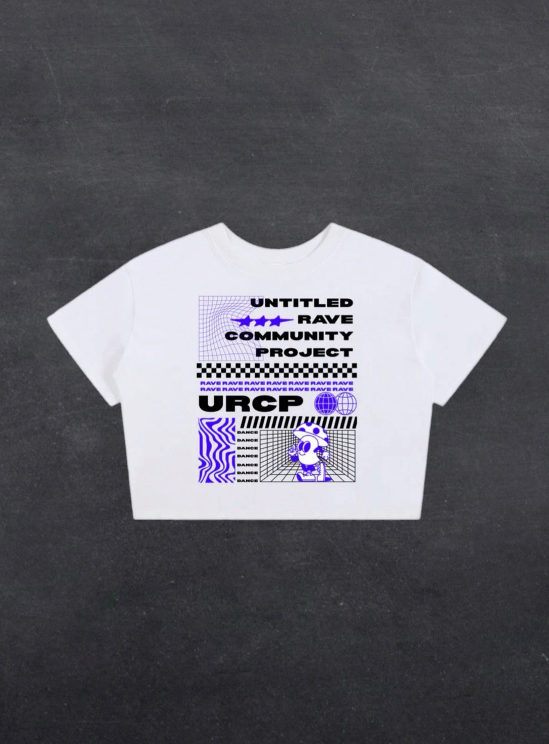 BLUE URCP POSTER CROPPED TEE - FRONT PRINT (white)