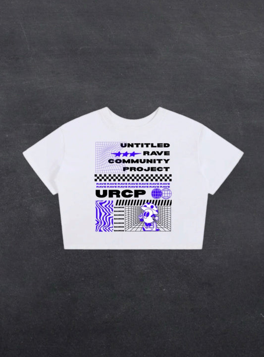 BLUE URCP POSTER CROPPED TEE - FRONT PRINT (white)
