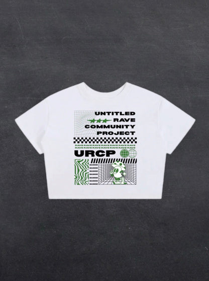 GREEN URCP POSTER CROPPED TEE - FRONT PRINT (white)