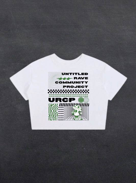 GREEN URCP POSTER CROPPED TEE - FRONT PRINT (white)