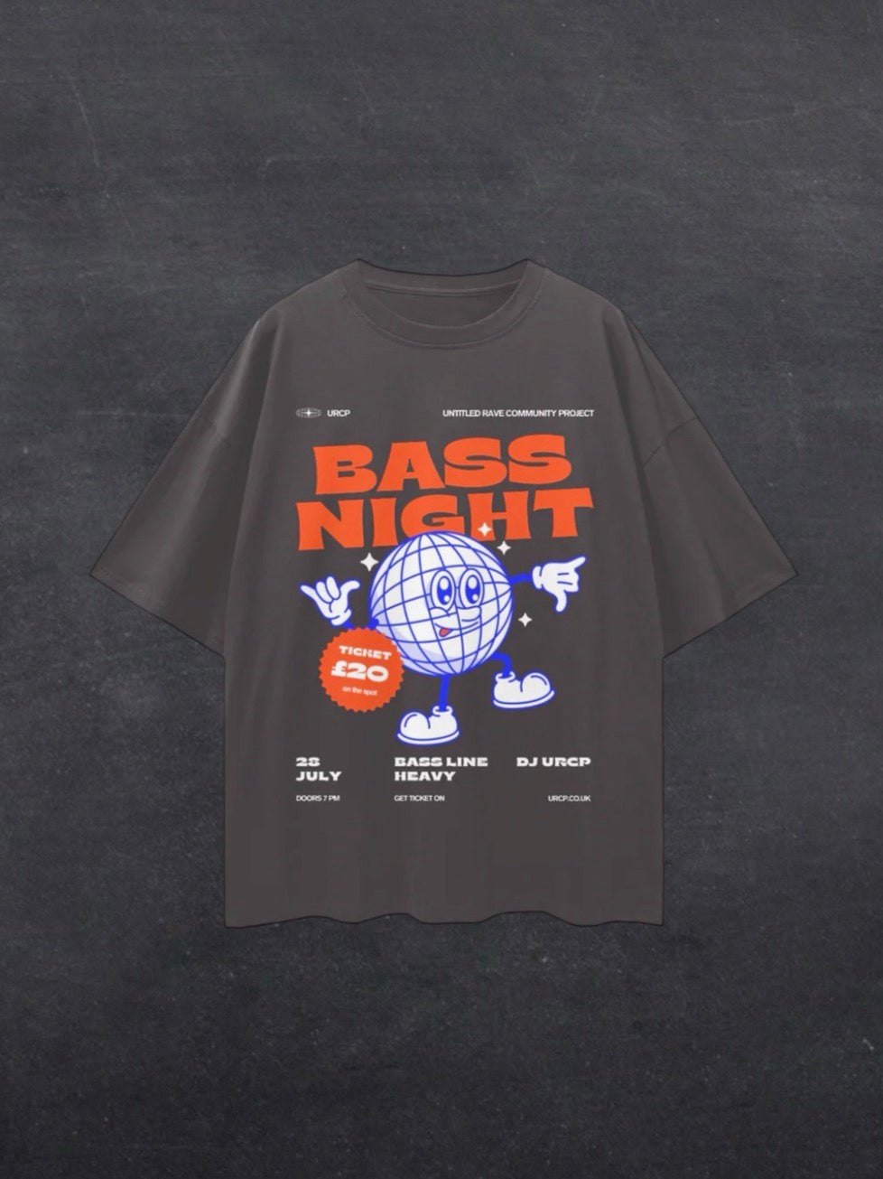 BASS NIGHT UNISEX TEE - FRONT PRINT (black/grey)
