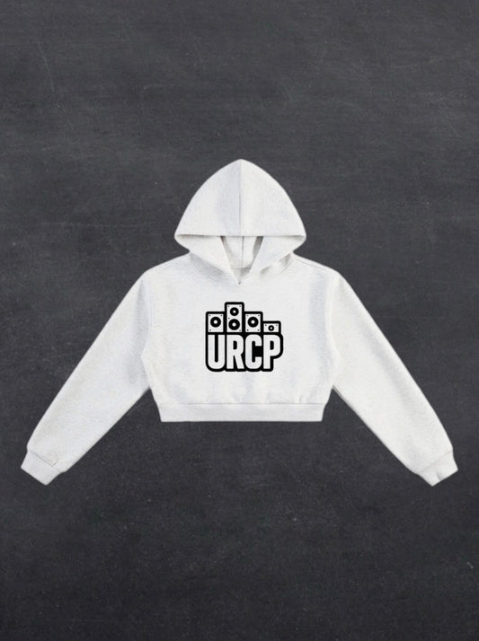 URCP LOGO CROPPED HOODIE - FRONT PRINT (grey)