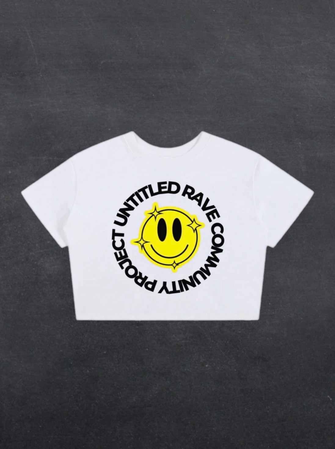 URCP SMILEY CROPPED TEE - FRONT PRINT (white)