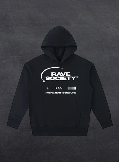 Rave Society Unisex Hoodie - FRONT PRINT (multiple colours)