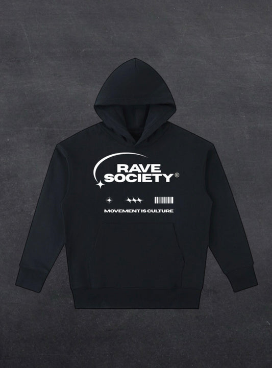 Rave Society Unisex Hoodie - FRONT PRINT (multiple colours)