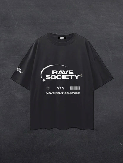 RAVE SOCIETY UNISEX TEE - FRONT PRINT (multiple colours)