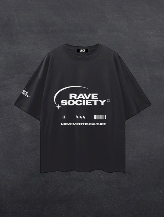 RAVE SOCIETY UNISEX TEE - FRONT PRINT (multiple colours)