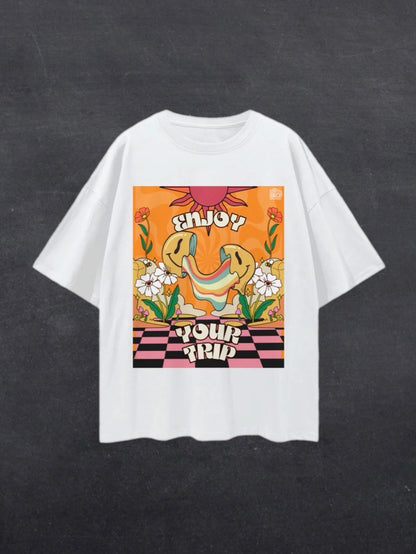 ENJOY YOUR TRIP UNISEX TEE - FRONT PRINT (multiple colours)