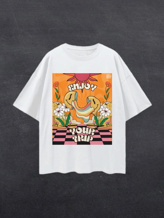 ENJOY YOUR TRIP UNISEX TEE - FRONT PRINT (multiple colours)
