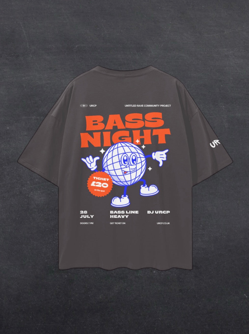 BASS NIGHT UNISEX TEE - BACK PRINT (black/grey)