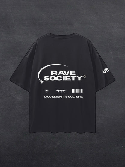 RAVE SOCIETY UNISEX TEE - BACK PRINT (multiple colours)