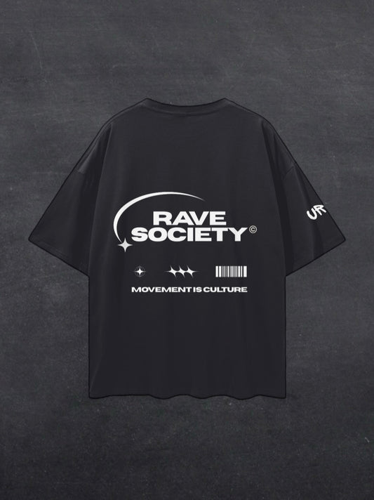 RAVE SOCIETY UNISEX TEE - BACK PRINT (multiple colours)