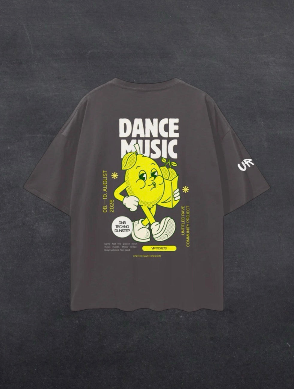 DANCE MUSIC UNISEX TEE - BACK PRINT (black/grey)