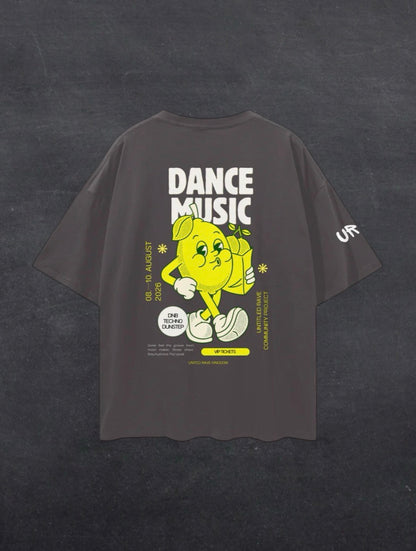 DANCE MUSIC UNISEX TEE - BACK PRINT (black/grey)