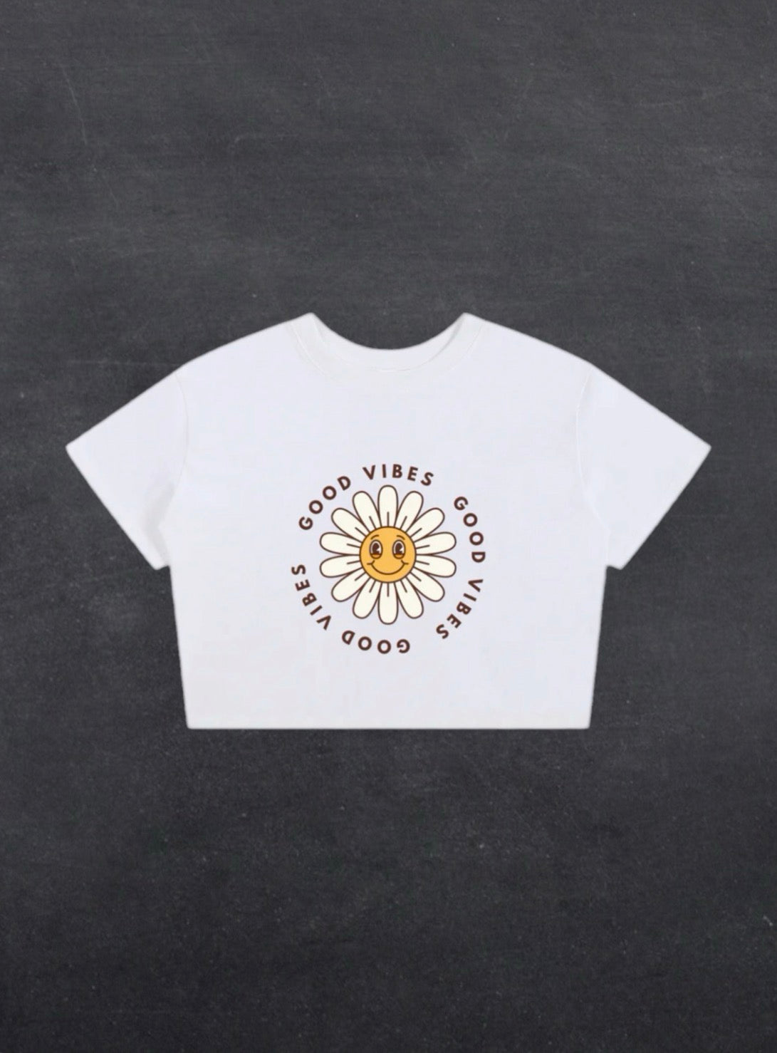 GOOD VIBES CROPPED TEE - FRONT PRINT (white)