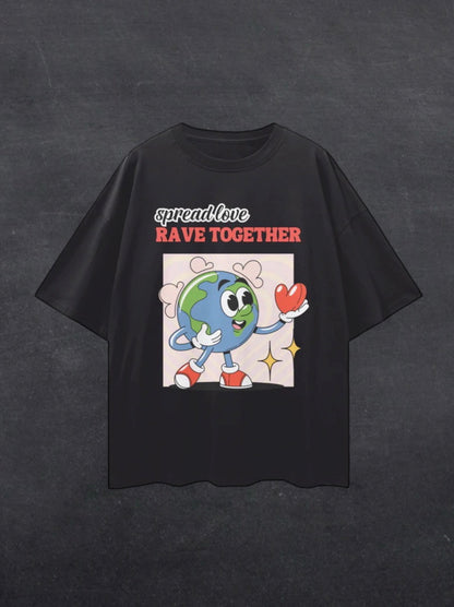 RAVE TOGETHER UNISEX TEE - FRONT PRINT (black/white)