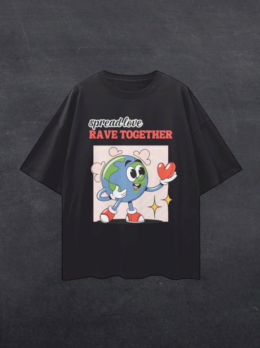 RAVE TOGETHER UNISEX TEE - FRONT PRINT (black/white)
