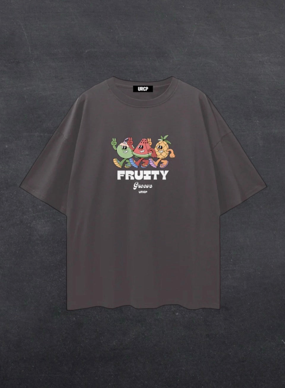 FRUITY GROOVE UNISEX TEE - FRONT PRINT (black/grey)