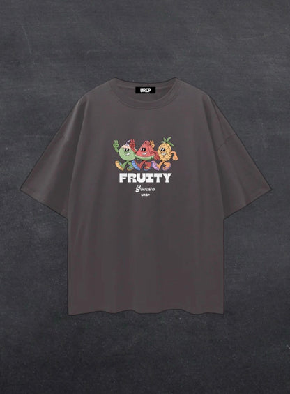 FRUITY GROOVE UNISEX TEE - FRONT PRINT (black/grey)