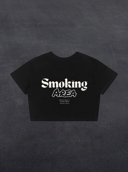 SMOKING AREA CROPPED TEE - BACK PRINT (black)
