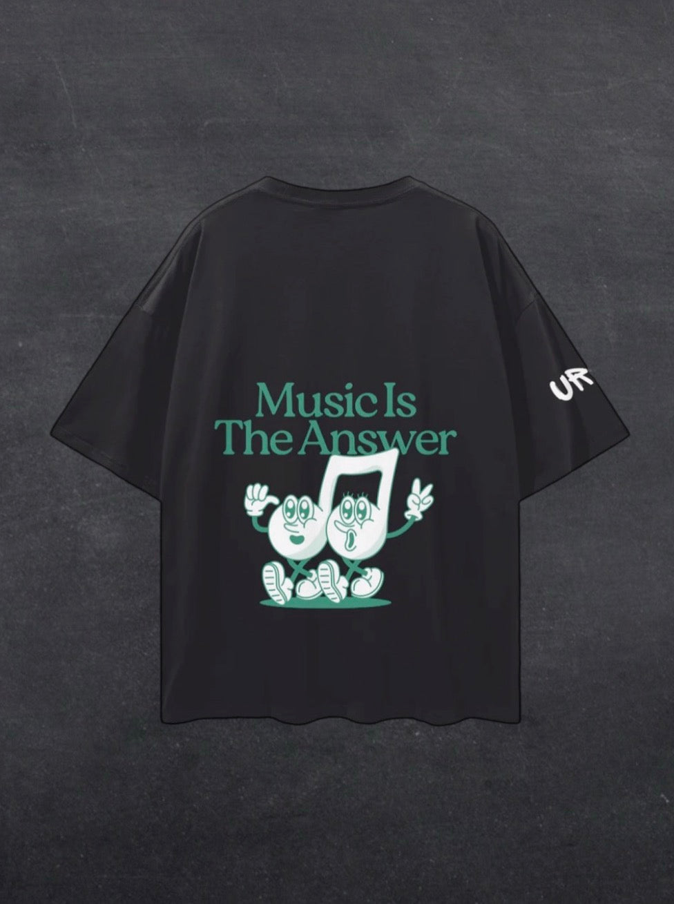 MUSIC IS THE ANSWER UNISEX TEE - BACK PRINT (black/grey)