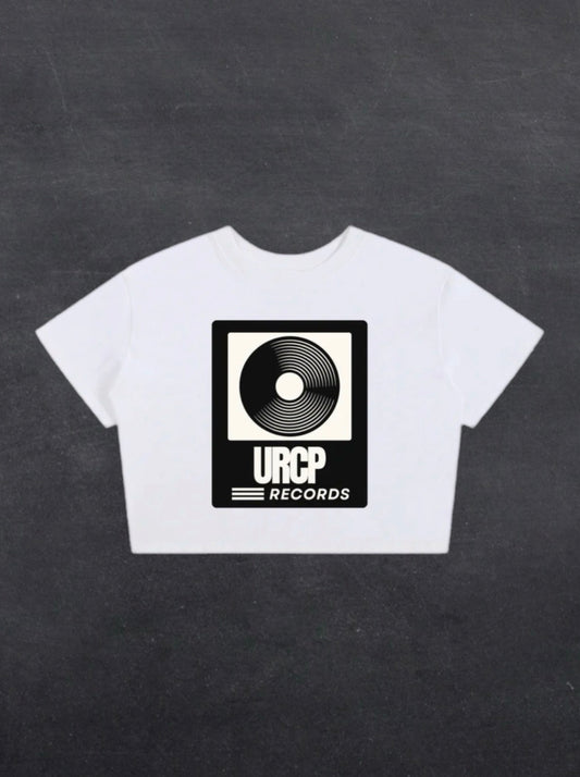 URCP RECORDS CROPPED TEE - FRONT PRINT (white)