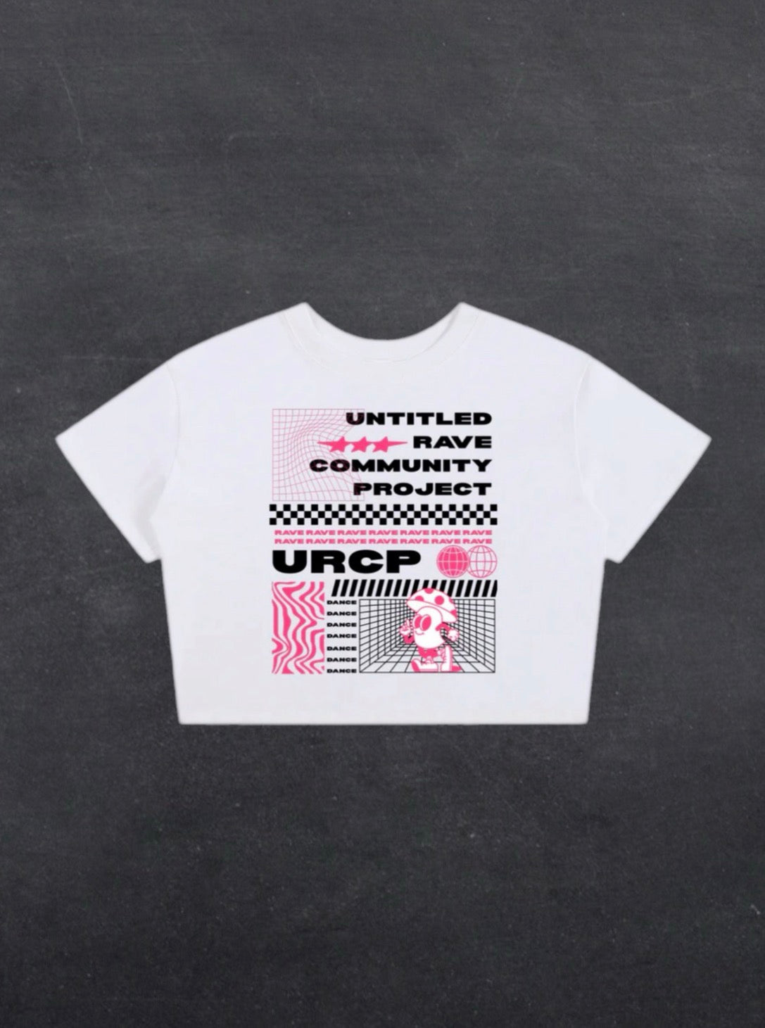 PINK URCP POSTER CROPPED TEE - FRONT PRINT (white)