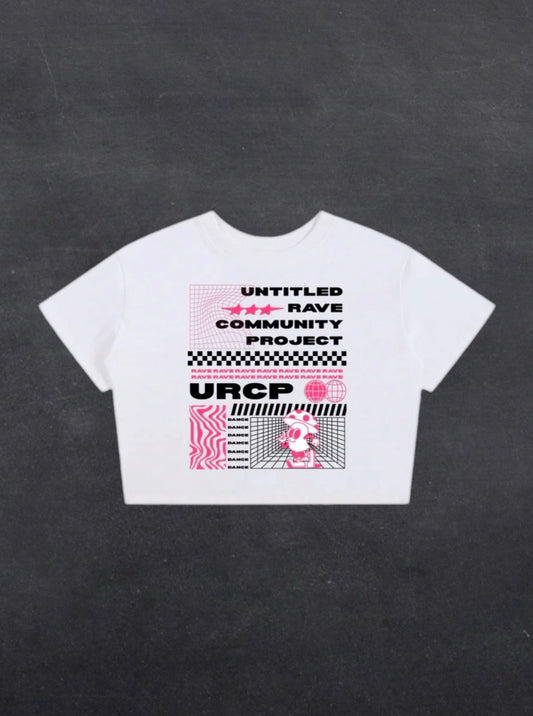PINK URCP POSTER CROPPED TEE - FRONT PRINT (white)