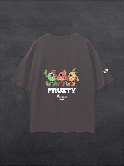 FRUITY GROOVE UNISEX TEE - BACK PRINT (black/grey)