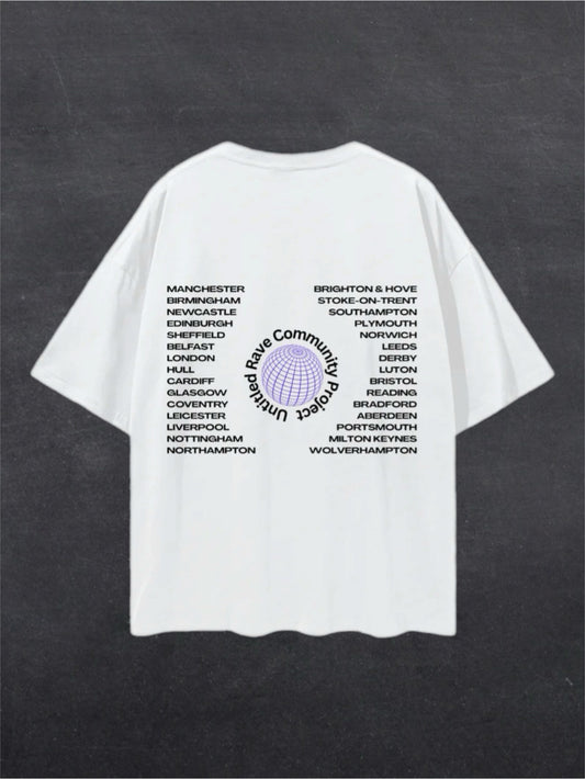 UNITED RAVE KINGDOM UNISEX TEE - BACK PRINT (multiple colours)