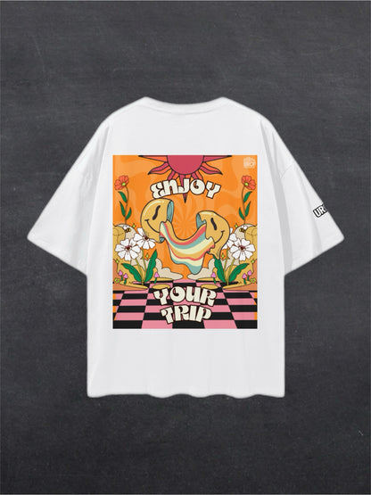 ENJOY YOUR TRIP UNISEX TEE - BACK PRINT (black/white)