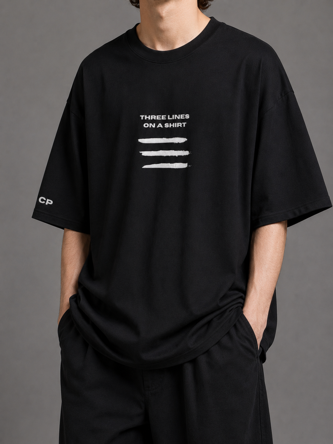 THREE L1NES ON A SHIRT UNISEX TEE (front design)