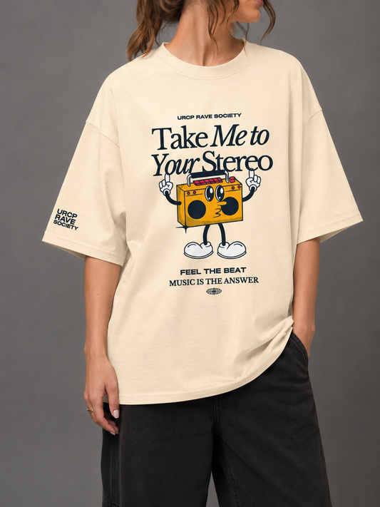 TAKE ME TO YOUR STEREO UNISEX TEE - FRONT PRINT (multiple colours)