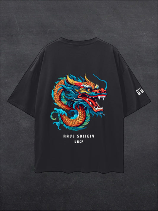 RAVE SOCIETY  DRAGON UNISEX TEE - BACK PRINT (black)