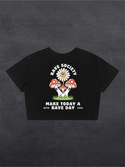 MAKE TODAY A RAVE DAY CROPPED TEE - BACK PRINT (black)