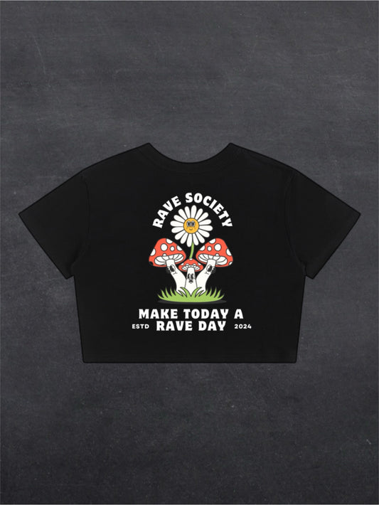 MAKE TODAY A RAVE DAY CROPPED TEE - BACK PRINT (black)