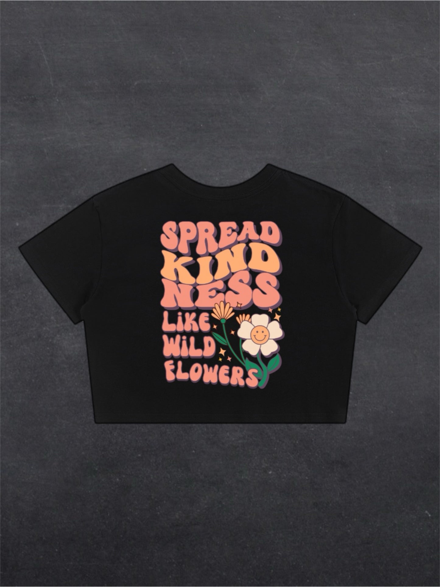 SPREAD KINDNESS CROPPED TEE - FRONT PRINT (black/white)