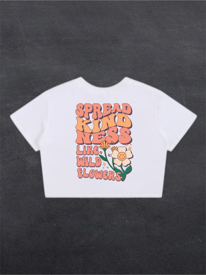 SPREAD KINDNESS CROPPED TEE - FRONT PRINT (black/white)